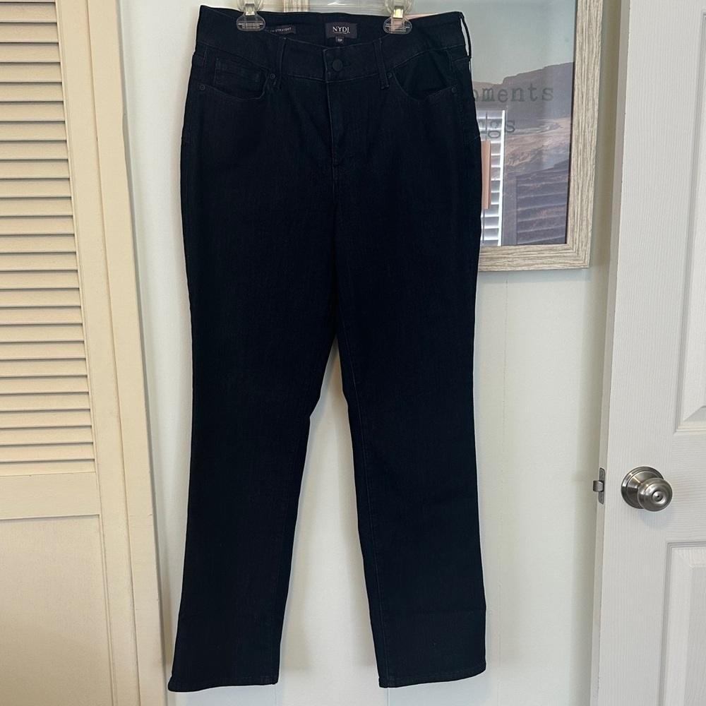 NWT Size 10P NYDJ Marilyn Straight Rinse Blue Jeans Lift x Tuck Technology - Picture 1 of 4